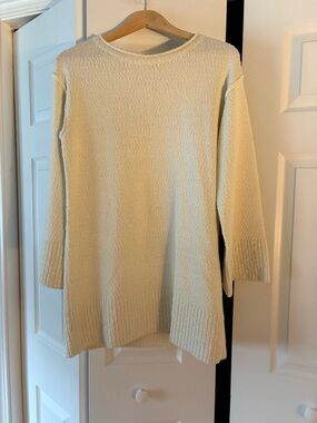 Free People Beach Cream Textured Crewneck Women's Sweater Tunic
